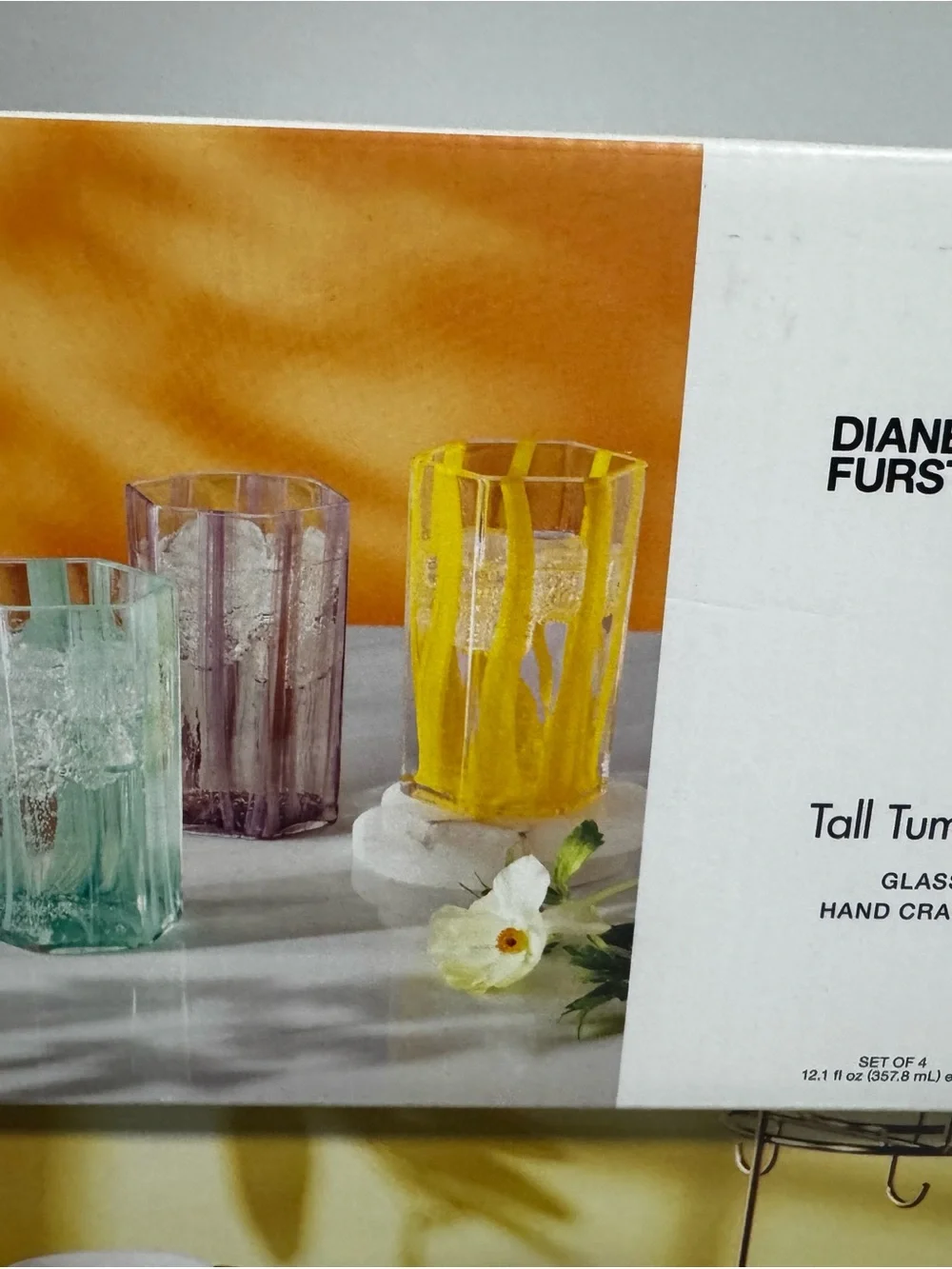 Set of Colorful Striped Glass Tumblers - Yellow, Teal, Orange-DVF for Target